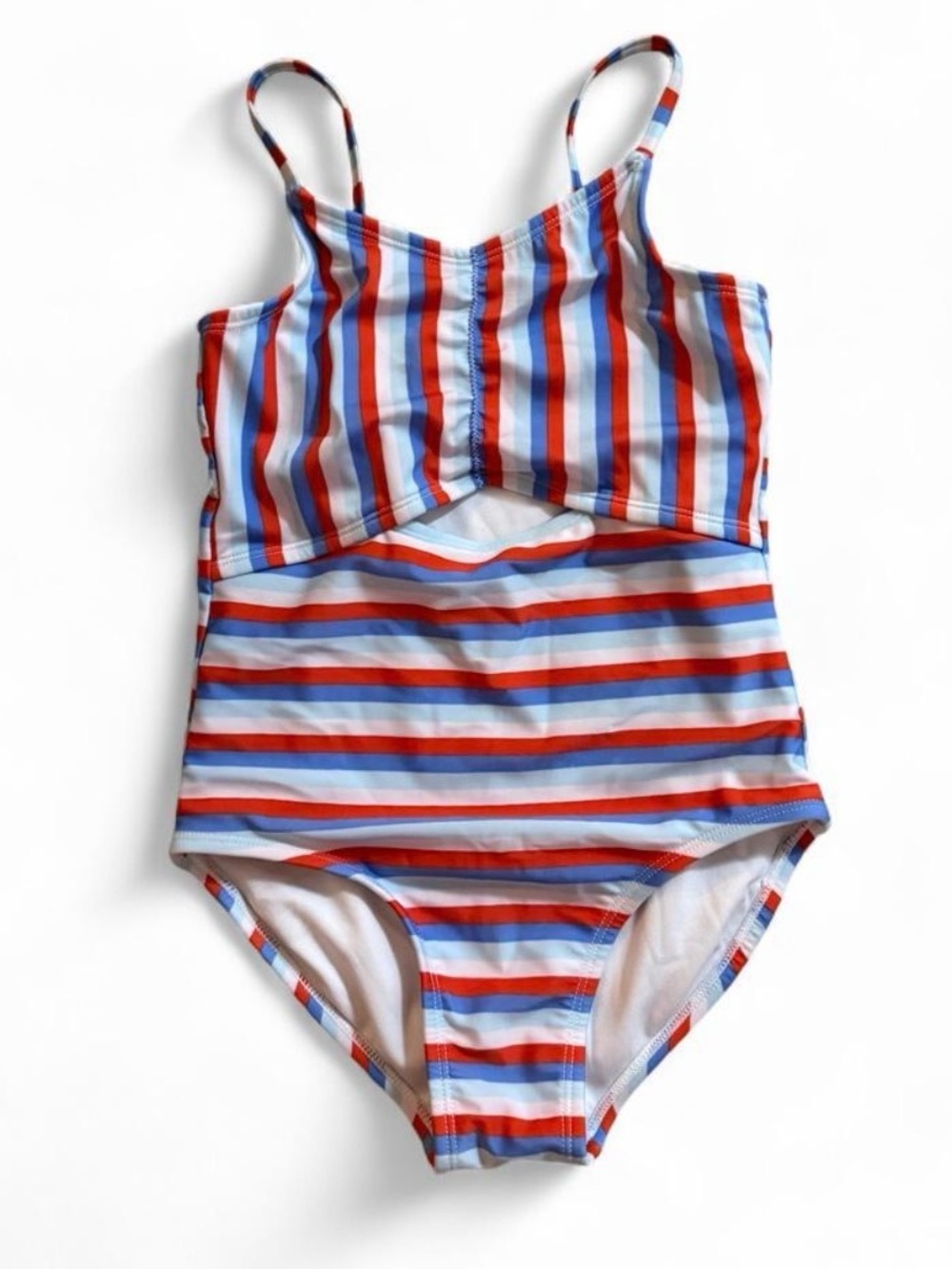 Cat & Jack Red, Blue, White Striped Girls One-Piece Swimsuit